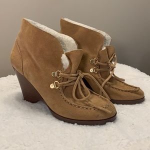Michael Kors Wendi Suede & Shearling wedge bootie 7